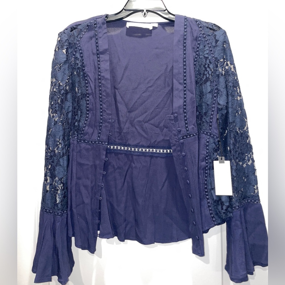 Navy Lace Blouse